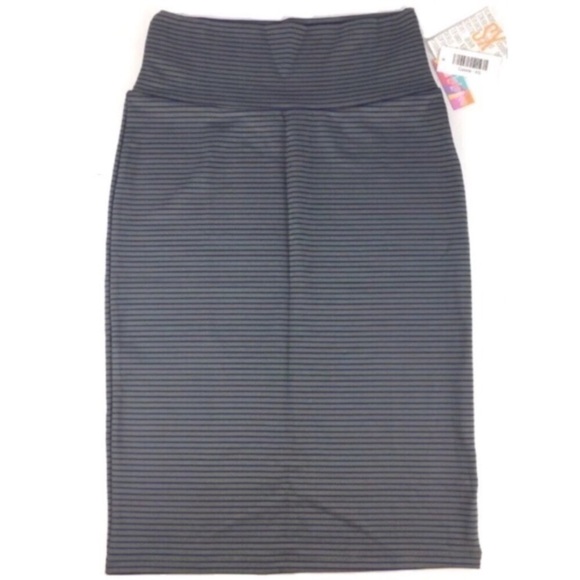 LULAROE Cassie Skirt Pencil Fitted Striped Olive Navy Blue Stretchy Size XS NWT - Picture 2 of 7